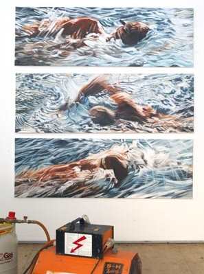 Schwimmer gemalt von Daniela de Maddalena für Artplace, Biel-Bienne 2002